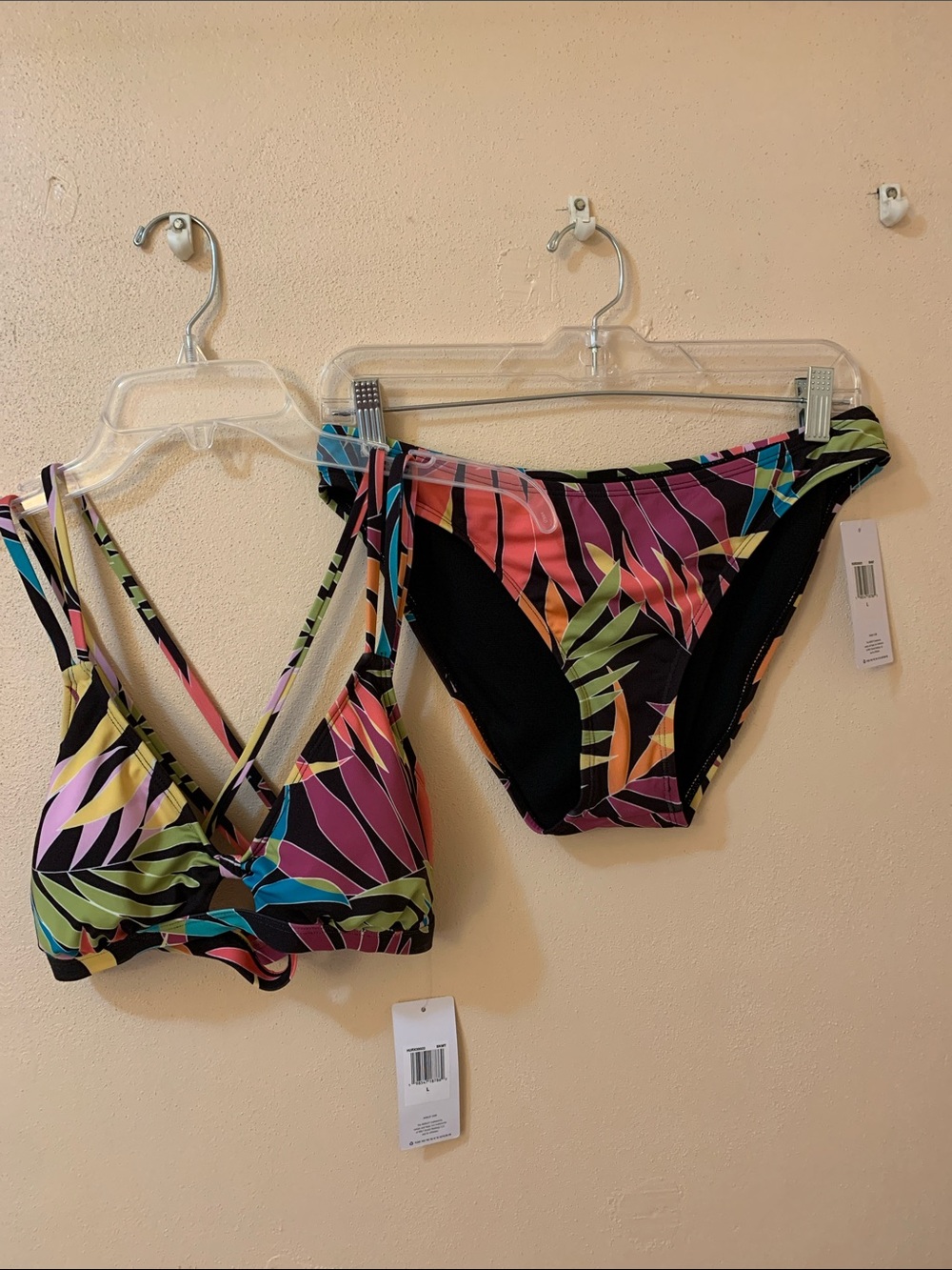 Hurley Black Bikini with Multicolor Tropical Print